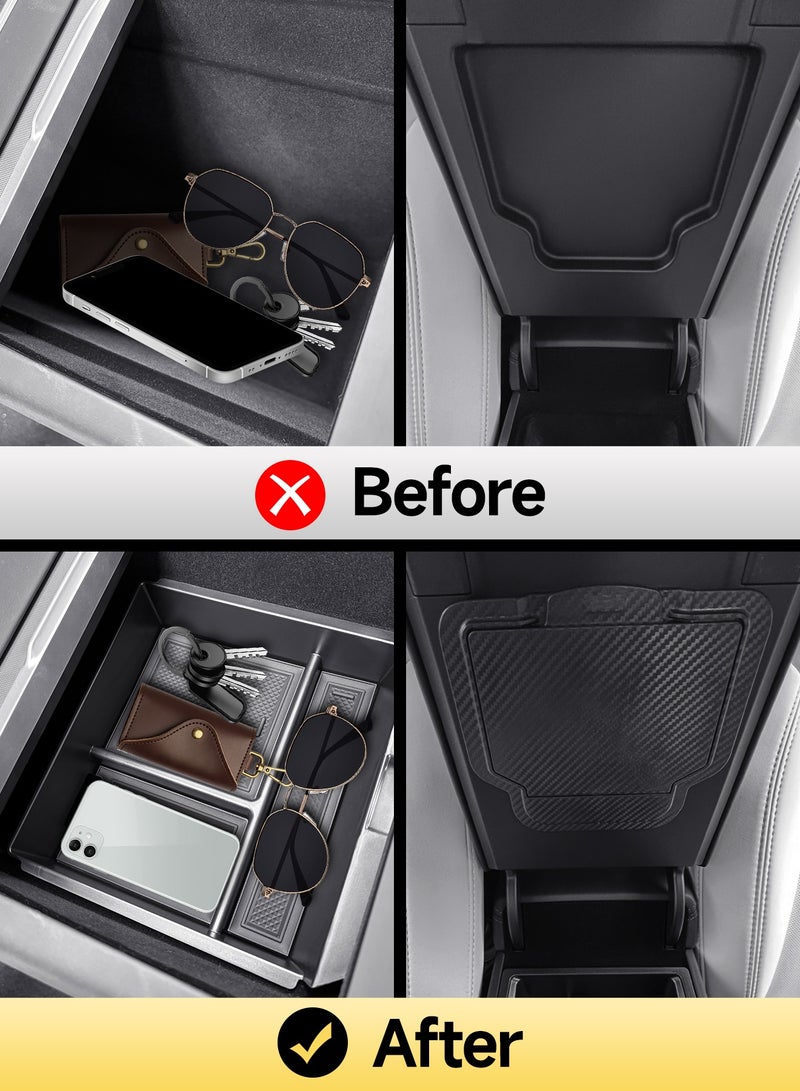 5Pcs Center Console Organizer Tray for 2025 2026 Tesla Model Y Juniper & 2024-2026 Model 3 Highland, Armrest Hidden Drawer Storage Box Cup Holder, Model Y & Model 3 Accessories 2024 2025 2026 - Image 5